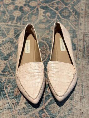 Pink Steve Madden Pointed Croc Faux Leather Flats